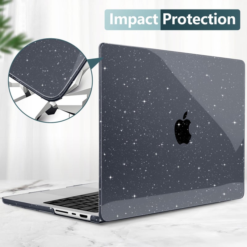 DONGKE Compatible with M5 MacBook Pro 14 inch Case M4 M3 M2 M1 2025 2024-2021 A3434 A3112 A3401 A3185 A2918 A2992 A2779 A2442 Pro Max with Touch ID, Plastic Hard Shell Cover, Sparkly Black - Image 5