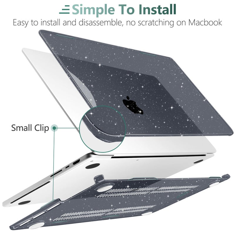 DONGKE Compatible with M5 MacBook Pro 14 inch Case M4 M3 M2 M1 2025 2024-2021 A3434 A3112 A3401 A3185 A2918 A2992 A2779 A2442 Pro Max with Touch ID, Plastic Hard Shell Cover, Sparkly Black - Image 4