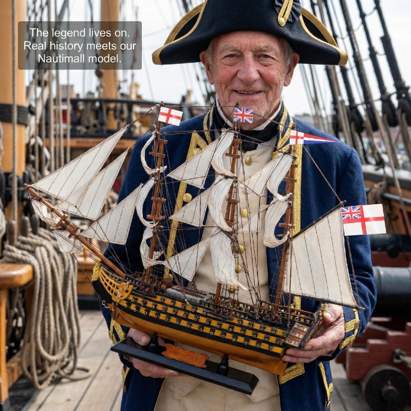 NAUTIMALL HMS Victory Model Ship, 24 inch Handcrafted Wooden Replica with Canvas Sails, Naval Warship Display Model (V60) - Image 4