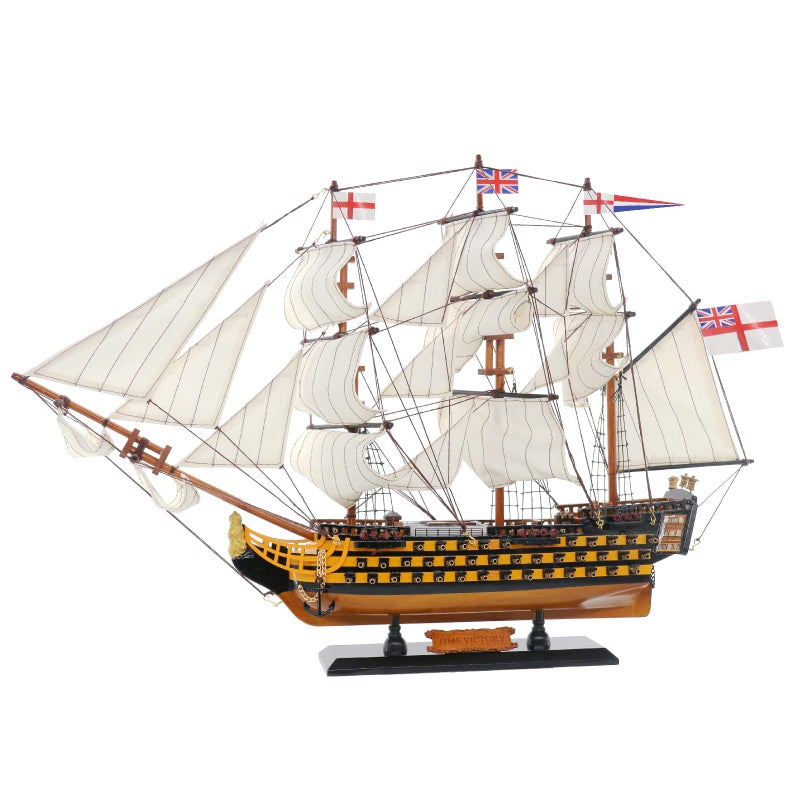 NAUTIMALL HMS Victory Model Ship, 24 inch Handcrafted Wooden Replica with Canvas Sails, Naval Warship Display Model (V60) - Image 1