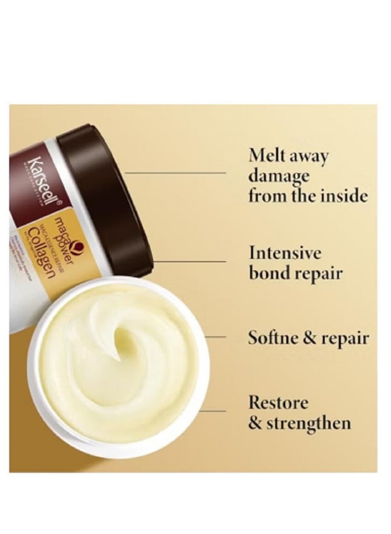 كارسيل قناع الشعر بالكولاجين والماكا لإصلاح عميق وترطيب الشعر وزيت الأركان وزيت جوز الهند للشعر الجاف التالف وجميع أنواع الشعر 16.90 أونصة 500 مل - Image 2