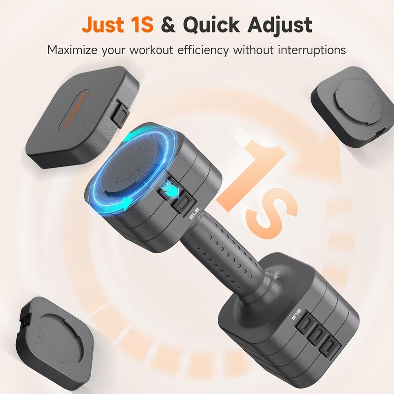 FEIERDUN 5-in-1 Adjustable Dumbbell Set of 2, 12LBS/6LBS Hand Weights for Women, 1s-Adjust Dual-Stable Dumbbell Set for Women Home Gym & Outdoor, Gray - Image 3