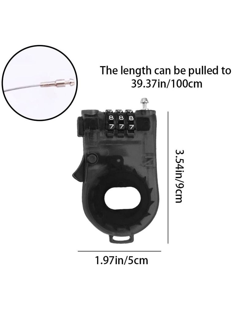 SYOSI Combination Cable Lock, Retractable Cable Lock with 3 Digit Password, Cable Security Steel Cable Luggage Lock Weatherproof with Resettable Code, Braided Steel Coated Anti-Theft Cable Lock (47in long)  - Image 4