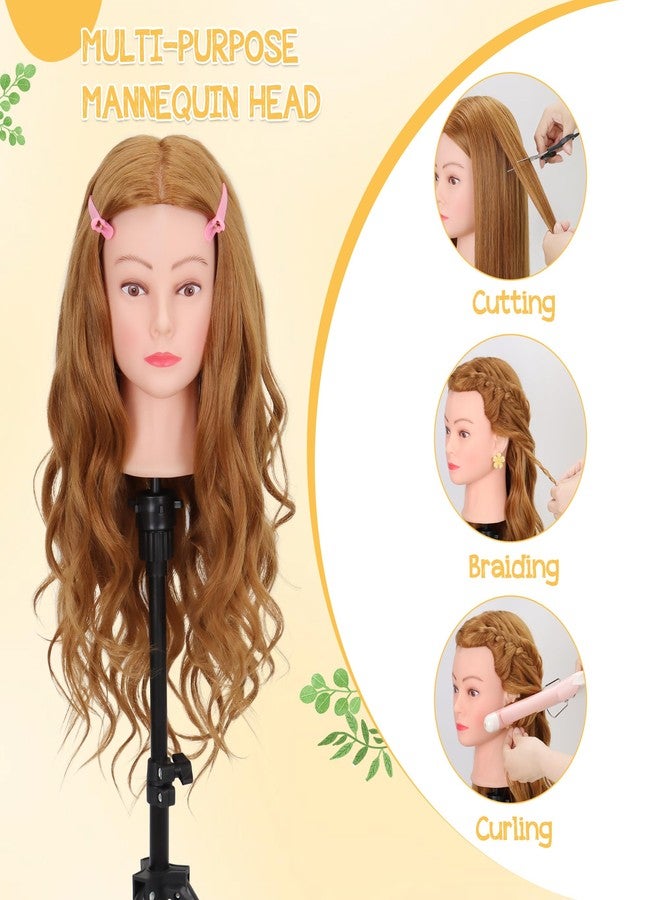 Demides 26-28’’ Mannequin Head with 80% Human Hair with Adjustable Tripod Stand, Cosmetology Doll Head for Braiding, Mannequin Head Human Hair for Hairdressers Practice Hairstyling with Tools - Image 2