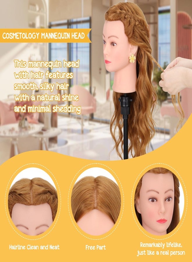 Demides 26-28’’ Mannequin Head with 80% Human Hair with Adjustable Tripod Stand, Cosmetology Doll Head for Braiding, Mannequin Head Human Hair for Hairdressers Practice Hairstyling with Tools - Image 4
