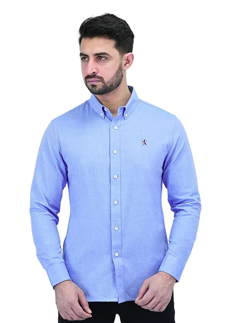 GIORDANO Men's Cotton Oxford Full Opening Long Sleeve Slim Fit Shirt