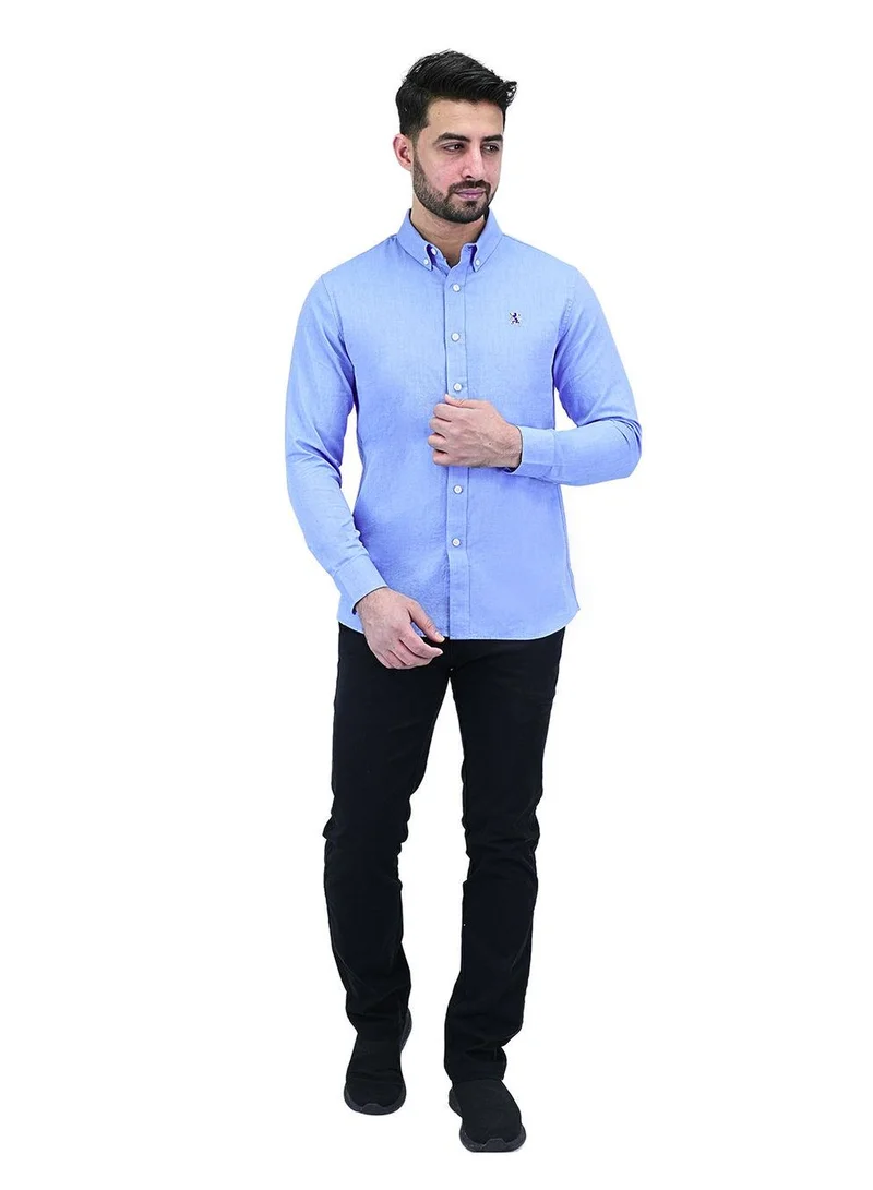 GIORDANO Men's Cotton Oxford Full Opening Long Sleeve Slim Fit Shirt