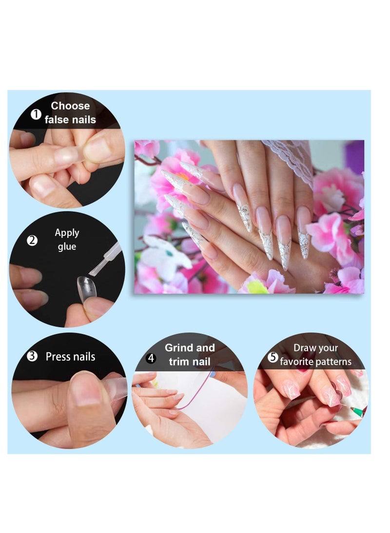 نيبمينينت Manicure, Long Nail Tips Acrylic Flat Nails Half False Flake 10sizes with Clear Plastic Case for Salon Shop Diy Art Ballerina (Clear+Natural 1000PCS) - Image 2