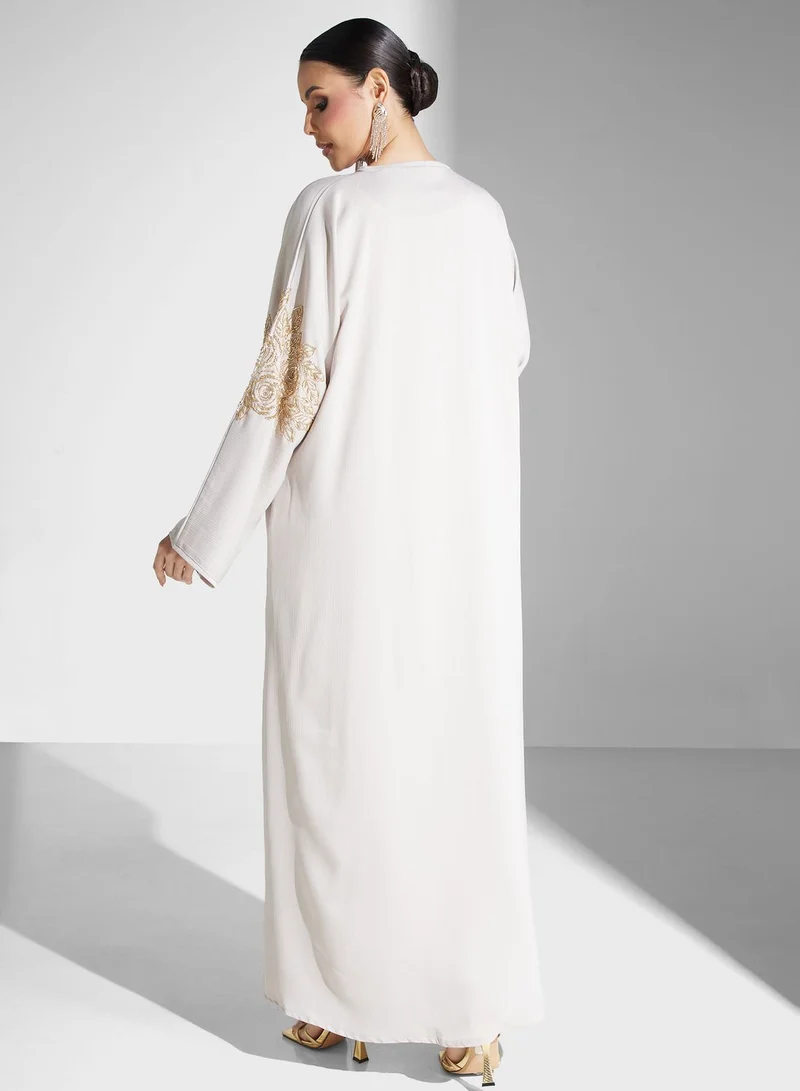hayas closet Embellished Button Detail Abaya