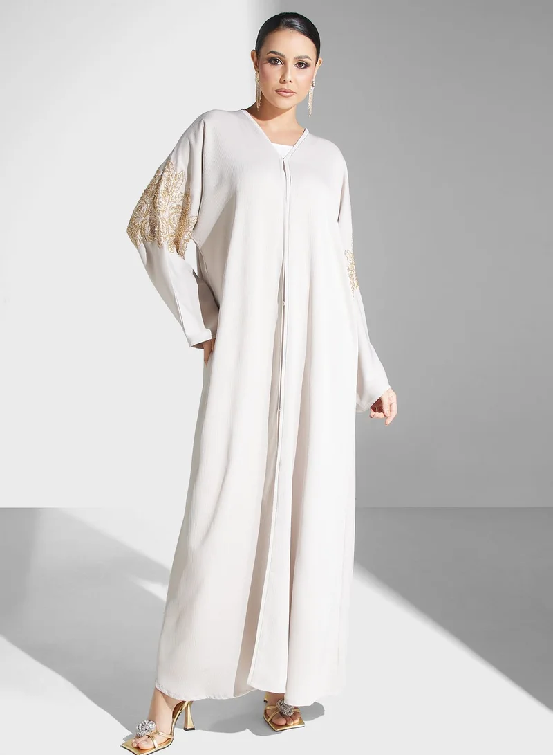 hayas closet Embellished Button Detail Abaya