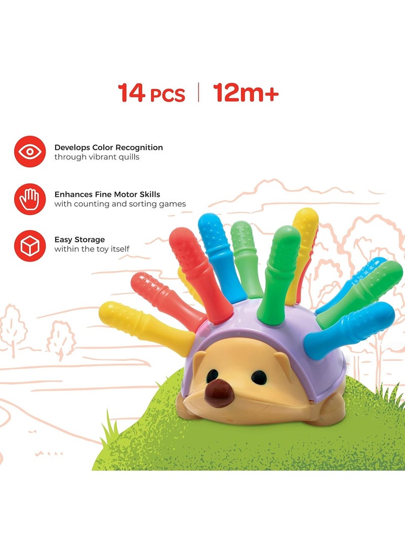 إيروريكس لعبة مايتي بيت التعليمية، 14 قطعة، لتصنيف الألوان وتنمية المهارات الحركية الدقيقة، لعبة القنفذ للأطفال الصغار - Image 3