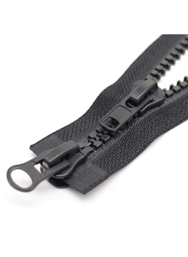 MebuZip #10 34 Inch Two Way Separating Jacket Zipper Heavy Duty Plastic Zipper Black Large Resin Zippers for Sewing Coat Jackets Clothes Parka (34" 86cm) - Image 2