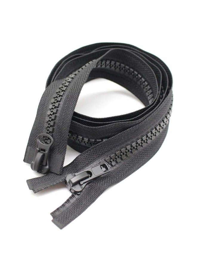 MebuZip #10 34 Inch Two Way Separating Jacket Zipper Heavy Duty Plastic Zipper Black Large Resin Zippers for Sewing Coat Jackets Clothes Parka (34" 86cm) - Image 3