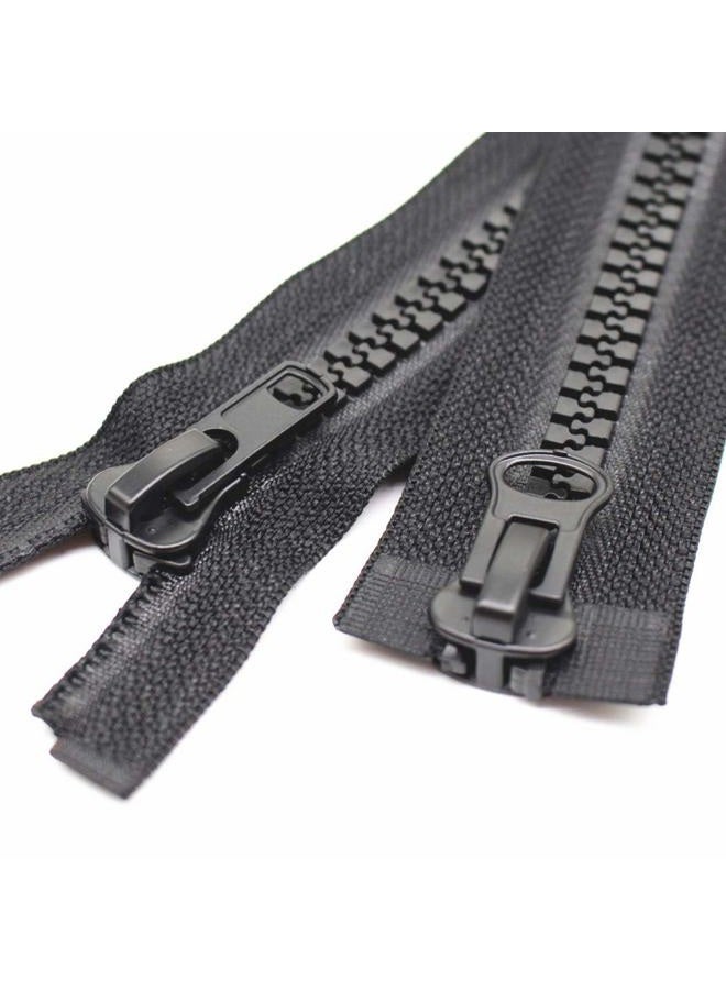 MebuZip #10 34 Inch Two Way Separating Jacket Zipper Heavy Duty Plastic Zipper Black Large Resin Zippers for Sewing Coat Jackets Clothes Parka (34" 86cm) - Image 1