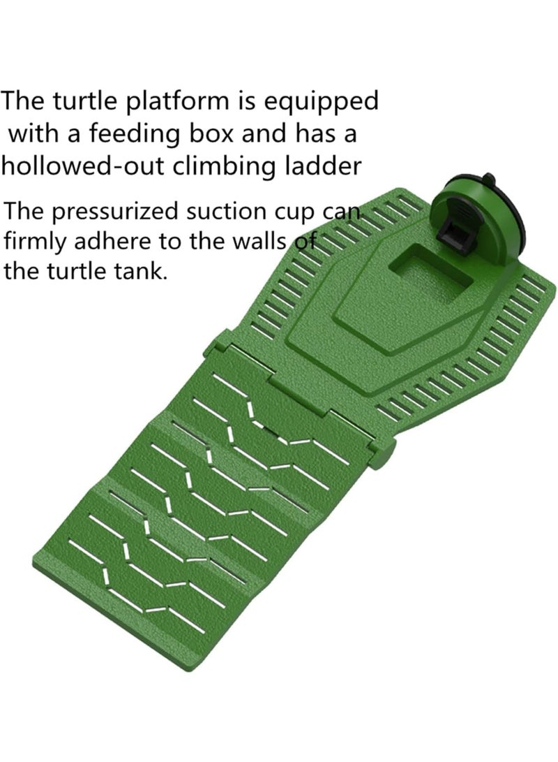 SYOSI Turtle Basking Platform, Large Floating Dock with Foldable Climbing Ramp for Aquarium Reptiles Amphibians Terrapin or Frog Resting and Hiding Habitat, Plastic Material Green - Image 4