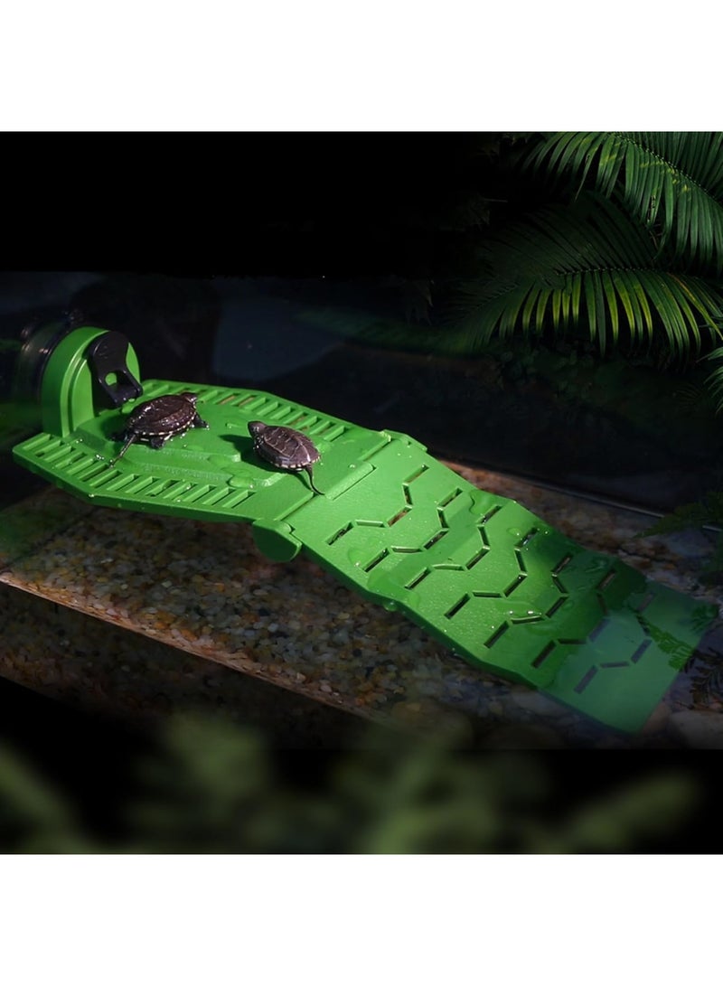 SYOSI Turtle Basking Platform, Large Floating Dock with Foldable Climbing Ramp for Aquarium Reptiles Amphibians Terrapin or Frog Resting and Hiding Habitat, Plastic Material Green - Image 5