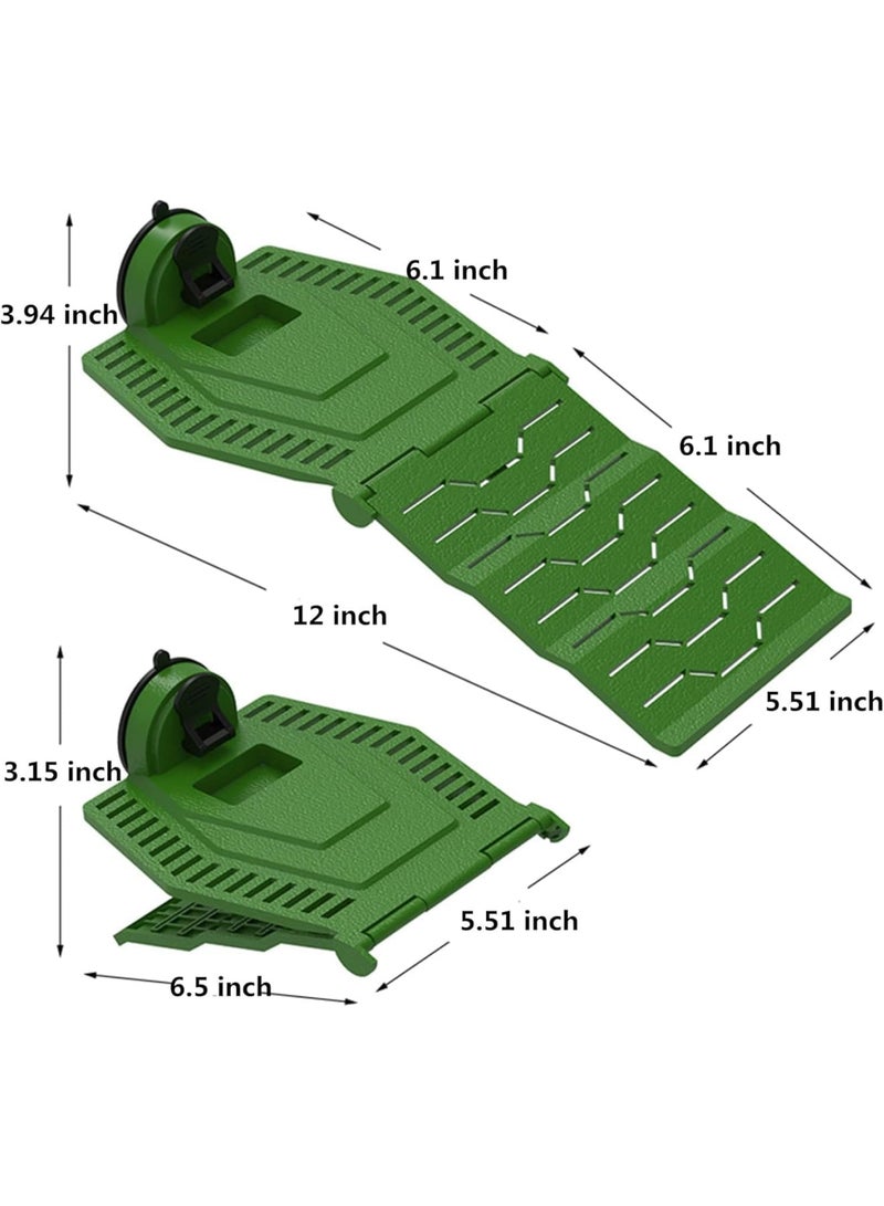 SYOSI Turtle Basking Platform, Large Floating Dock with Foldable Climbing Ramp for Aquarium Reptiles Amphibians Terrapin or Frog Resting and Hiding Habitat, Plastic Material Green - Image 2