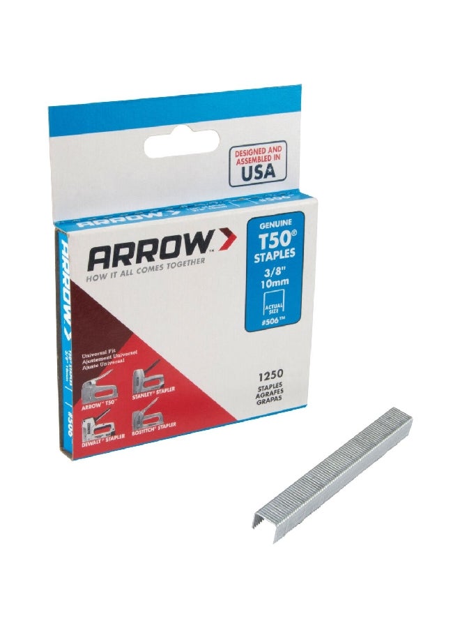 Arrow 1250-Piece 16 Gauge T 50 Universal Fit Wide Crown Staple Wire Set Silver 3/8 Inch 50624SP - Image 3