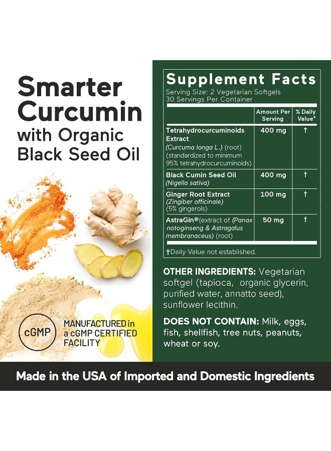 Smarter Turmeric Curcumin - Potency and Absorption in a SoftGel | The Most Active Form of Curcuminoid Found in the Turmeric Root | 95% Tetra-Hydro Curcuminoids (180 Count - 3 Month Supply)