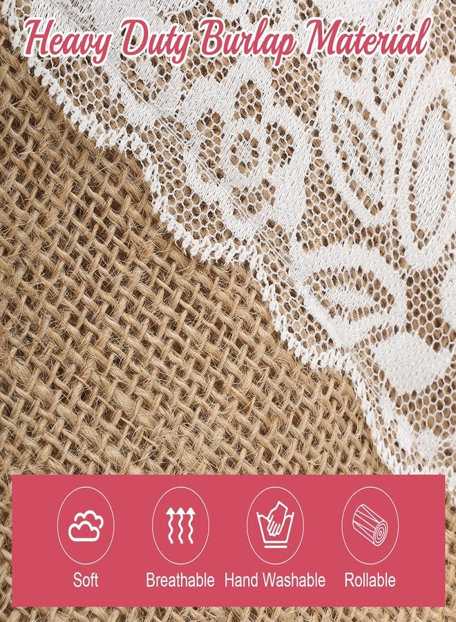 Hlimior Natural Burlap Wedding Runner Aisle for Wedding Ceremony Burlap Aisle Runner with Lace Jute Rustic Decorations Outdoor Beach Garden(1, 3X20) - Image 4