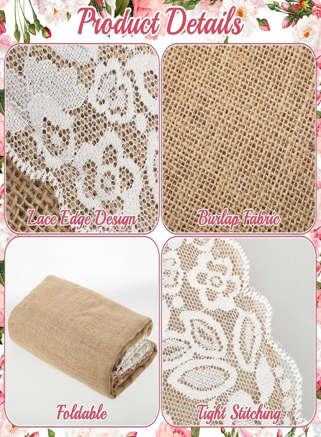 Hlimior Natural Burlap Wedding Runner Aisle for Wedding Ceremony Burlap Aisle Runner with Lace Jute Rustic Decorations Outdoor Beach Garden(1, 3X20) - Image 3