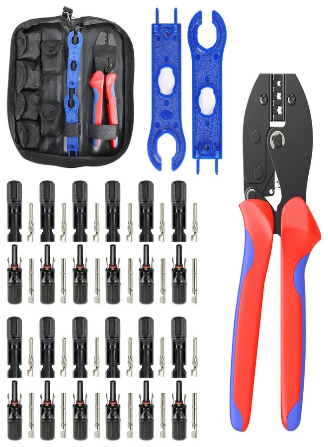Houseables Solar Wire Connectors, Solar Connector, Crimping Tool, Disconnect Tool, Crimper, Connector Kit, PV Kit, Household, Panel, Cable, 51PC, 12 Pairs 4mm, 2 Spanner Wrench, AWG 14-10, 2.5/4/6 mm² - Image 1