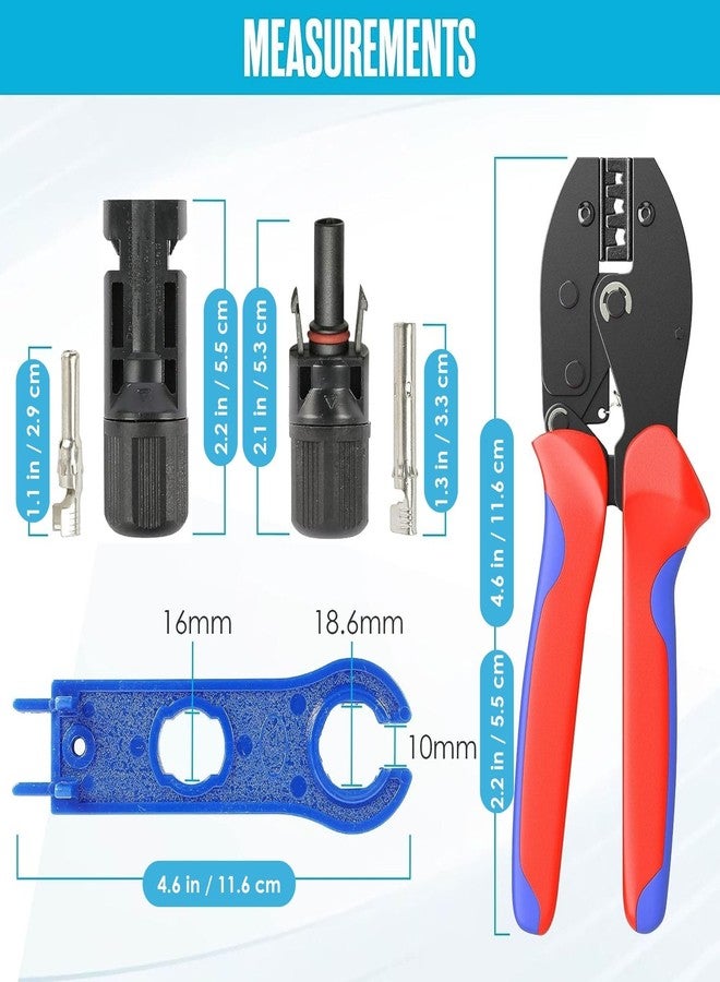 Houseables Solar Wire Connectors, Solar Connector, Crimping Tool, Disconnect Tool, Crimper, Connector Kit, PV Kit, Household, Panel, Cable, 51PC, 12 Pairs 4mm, 2 Spanner Wrench, AWG 14-10, 2.5/4/6 mm² - Image 4