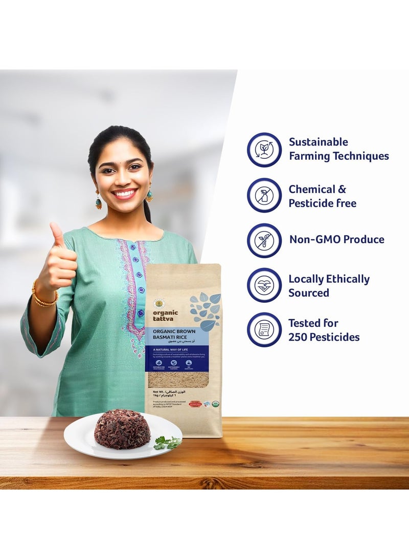 Organic Tattva Organic Brown Basmati Rice 1kg - Image 3