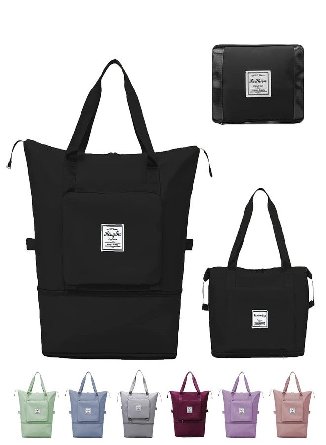 FEXXA Foldable Duffle Bag for Travelling |Waterproof and Large Travel Bag for Women Luggage | Expandable & Multipurpose Large Capacity Weekender Carry Bag for Women Travel (Multi Colour) (Black) - Image 1