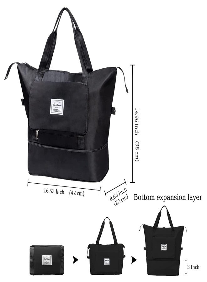FEXXA Foldable Duffle Bag for Travelling |Waterproof and Large Travel Bag for Women Luggage | Expandable & Multipurpose Large Capacity Weekender Carry Bag for Women Travel (Multi Colour) (Black) - Image 2