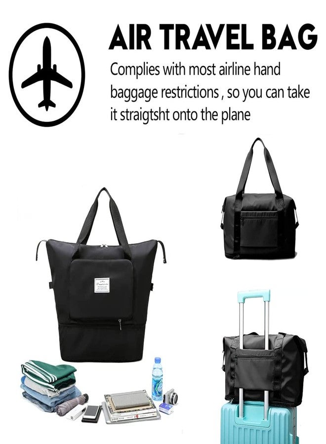 FEXXA Foldable Duffle Bag for Travelling |Waterproof and Large Travel Bag for Women Luggage | Expandable & Multipurpose Large Capacity Weekender Carry Bag for Women Travel (Multi Colour) (Black) - Image 3