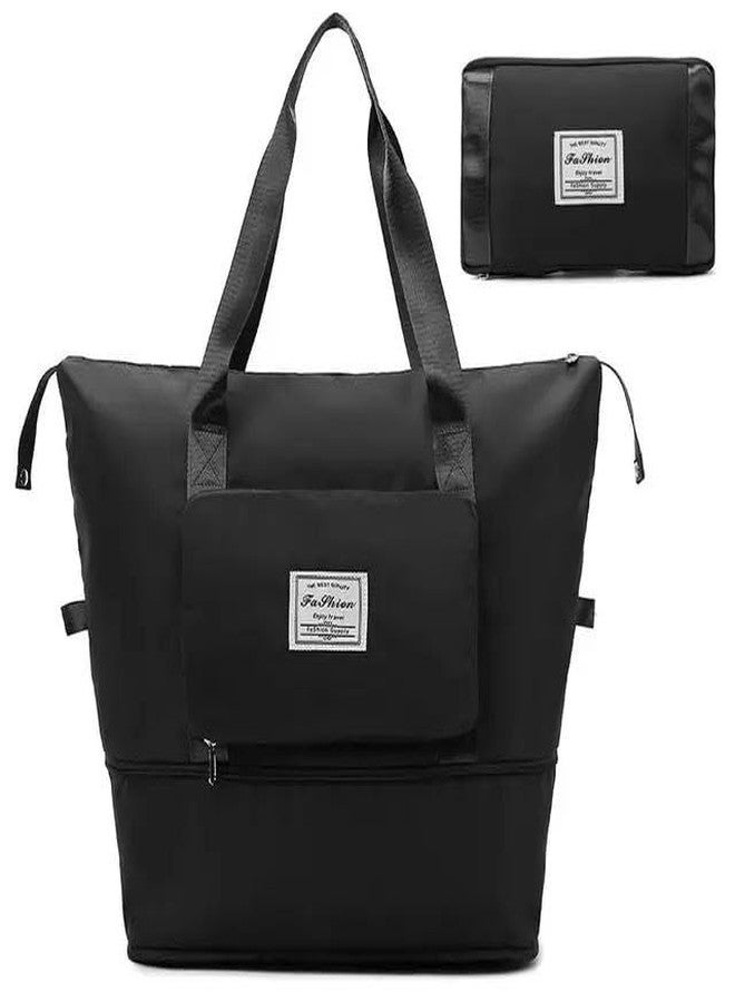 FEXXA Foldable Duffle Bag for Travelling |Waterproof and Large Travel Bag for Women Luggage | Expandable & Multipurpose Large Capacity Weekender Carry Bag for Women Travel (Multi Colour) (Black) - Image 5