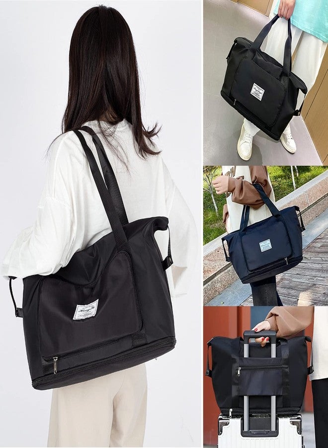 FEXXA Foldable Duffle Bag for Travelling |Waterproof and Large Travel Bag for Women Luggage | Expandable & Multipurpose Large Capacity Weekender Carry Bag for Women Travel (Multi Colour) (Black) - Image 4