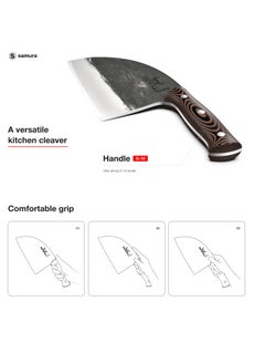 Samura Samura Mad Bull Serbian Chef’s Knife | Black & Red Handle | 7 Inch Handle | Durable | AUS-8 Hammered Stainless Steel | G-10 Handle Material | Hand Forged | Precison Cutting  - Image 4