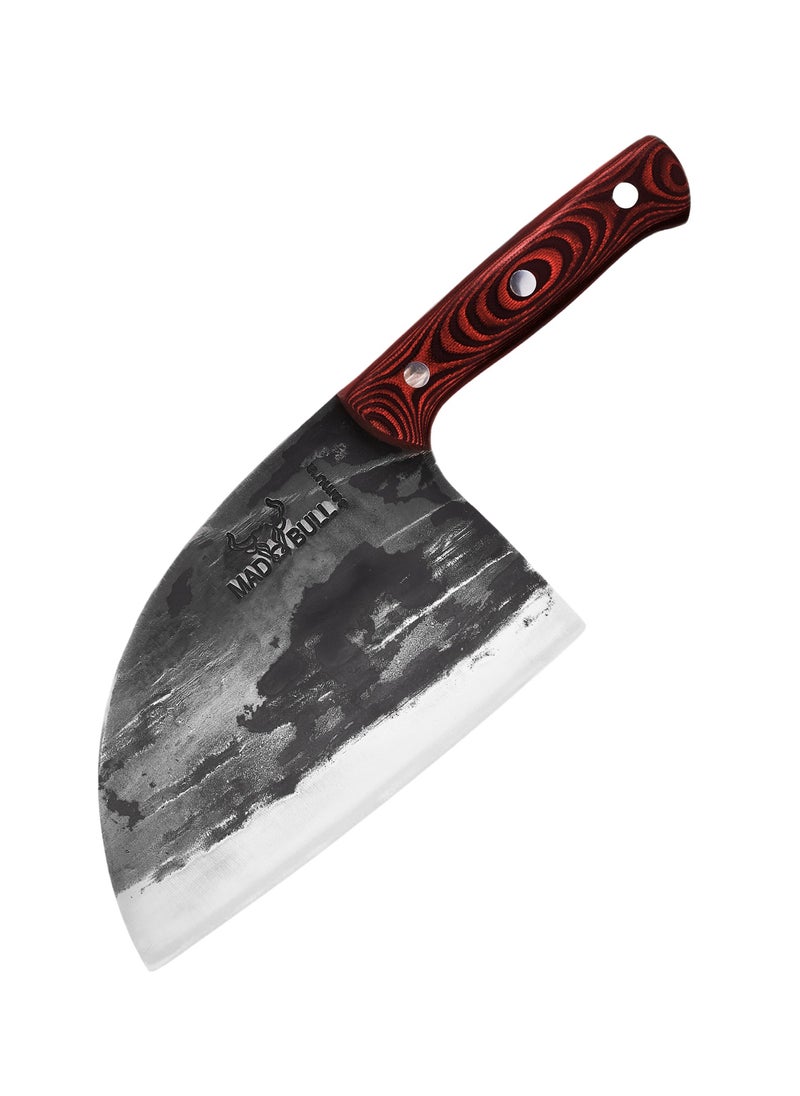 Samura Samura Mad Bull Serbian Chef’s Knife | Black & Red Handle | 7 Inch Handle | Durable | AUS-8 Hammered Stainless Steel | G-10 Handle Material | Hand Forged | Precison Cutting  - Image 1