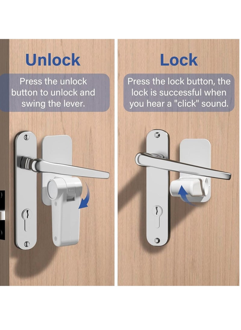 Generic Door Lever Lock Handle for Children, Baby Safety Without Drilling, Self-Adhesive Childproof  Petproof, Windows, Refrigerators, Ovens 4Pcs Whit  - Image 4