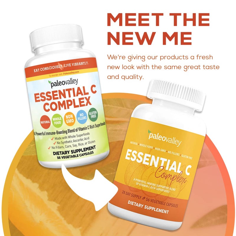 Paleovalley Essential C Complex - Vitamin C Supplement for Immune Support - 1 Pack, 450mg - Organic Superfoods Unripe Acerola Cherry, Camu Camu, Amla Berry - No Synthetic Ascorbic Acid - USA Made - Image 3