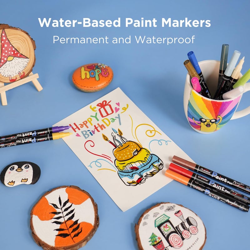 Overseas Acrylic Paint Markers Extra Fine Tip - 12 Colors Permanent Markers Acrylic Paint Pens, Waterproof Coloring Marker Pen for Wood, Metal, Rock, Plastic, Glass, Canvas, Plastic, Fabric - Image 3