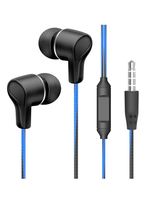 In-Ear Music Headphones Wired Voice Headphones (Black and Blue)