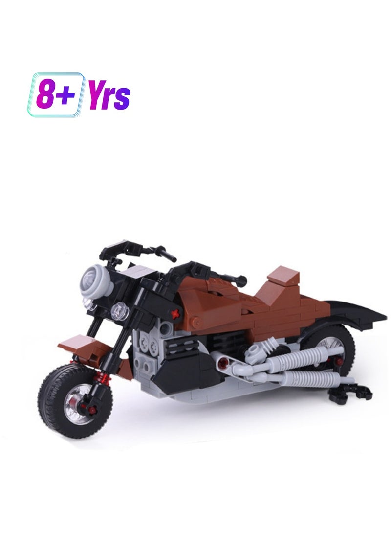 Brown Motorcycle Model Set Building Blocks Creative Diy Simulation Collection Building Assembly Toys Children Adult Home Decorations - Image 1
