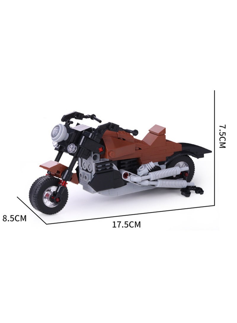 Brown Motorcycle Model Set Building Blocks Creative Diy Simulation Collection Building Assembly Toys Children Adult Home Decorations - Image 2