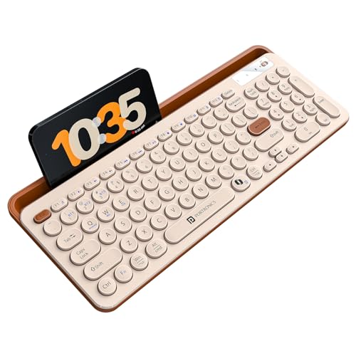 Portronics Bubble 3.0 Wireless Keyboard with Bluetooth + 2.4 GHz USB Receiver, Rechargeable Battery, Dual Height Adjustment, Multimedia Hotkeys with Numpad, for Laptop, PC, Smartphone, Tablet(Beige) - Image 1