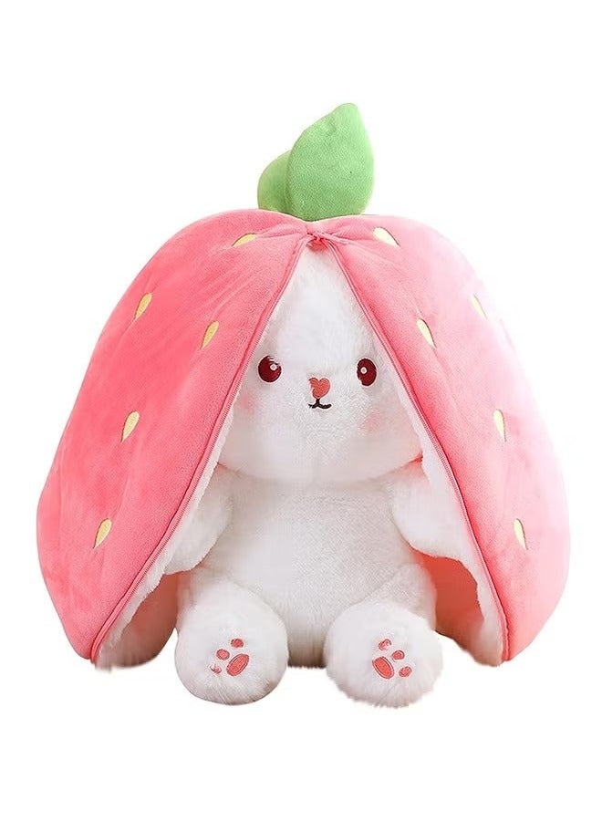 Strawberry Bunny Plush Toys, Bunny Carrot Strawberry Pillow, Squishy RabbitSofa Pillow Decoration Doll, Soft Plush Toy for Boys Girls (18cm) - Image 2