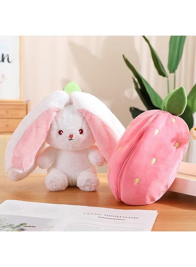 Strawberry Bunny Plush Toys, Bunny Carrot Strawberry Pillow, Squishy RabbitSofa Pillow Decoration Doll, Soft Plush Toy for Boys Girls (18cm) - Image 4