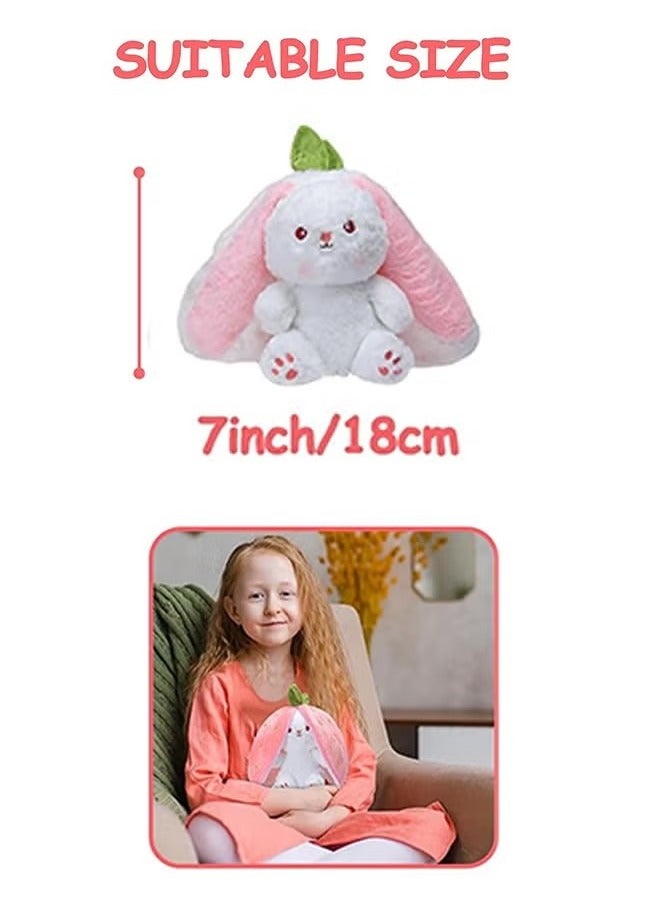 Strawberry Bunny Plush Toys, Bunny Carrot Strawberry Pillow, Squishy RabbitSofa Pillow Decoration Doll, Soft Plush Toy for Boys Girls (18cm) - Image 5