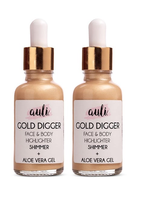 Auli Gold Liquid Facial Highlighter for Makeup All Skin Types 30ML Pack of 2