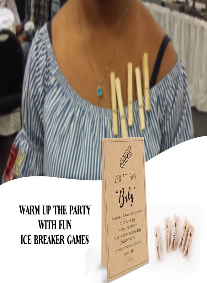 GNATV Minimalist Don't Say Baby Game (1 Sign And 50 Mini Natural Clothespins) Don't Say Baby Baby Shower Game, Baby Shower Decorations, Baby Shower Games Gender Neutral, Modern Minimalist, Kraft (2DS21) - Image 4