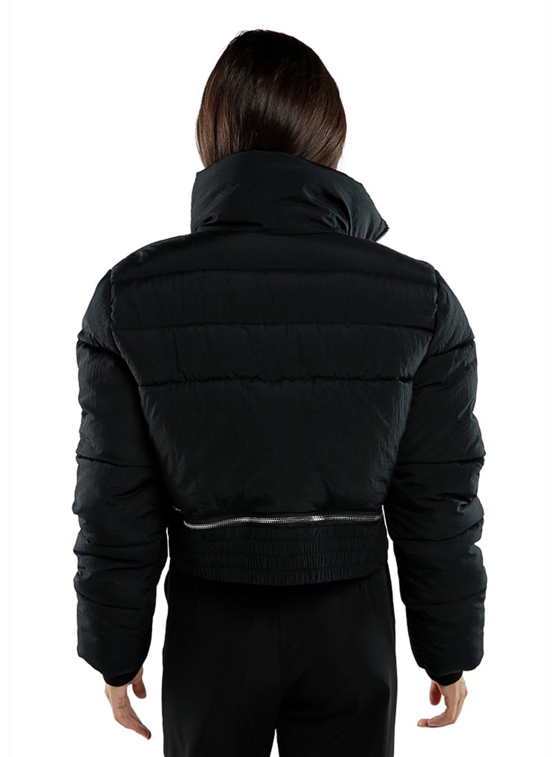 لندن راج سترة سوداء قصيرة قابلة للفصل ذات ياقة مدورة - Image 4