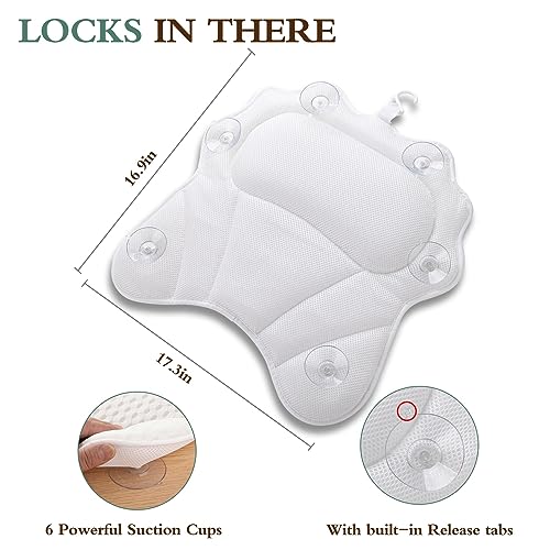 RUVINCE Bath Pillow RUVINCE Ergonomic Luxury Bathtub Pillow with Head,Neck, Shoulder and Back Support, 4D Bath Pillows for tub with 6 Powerful Suction Cups, Fits All Bathtub - Image 3