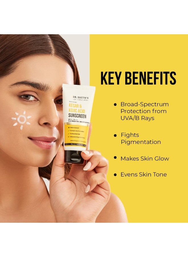 Dr. Sheth's Kesar & Kojic Acid Sunscreen with SPF 50 Pa++++ | For Pigmentation-Free Skin | No White Cast & Light Weight | For Daily Moisturization | For All Skin Types | 50 g - Image 5